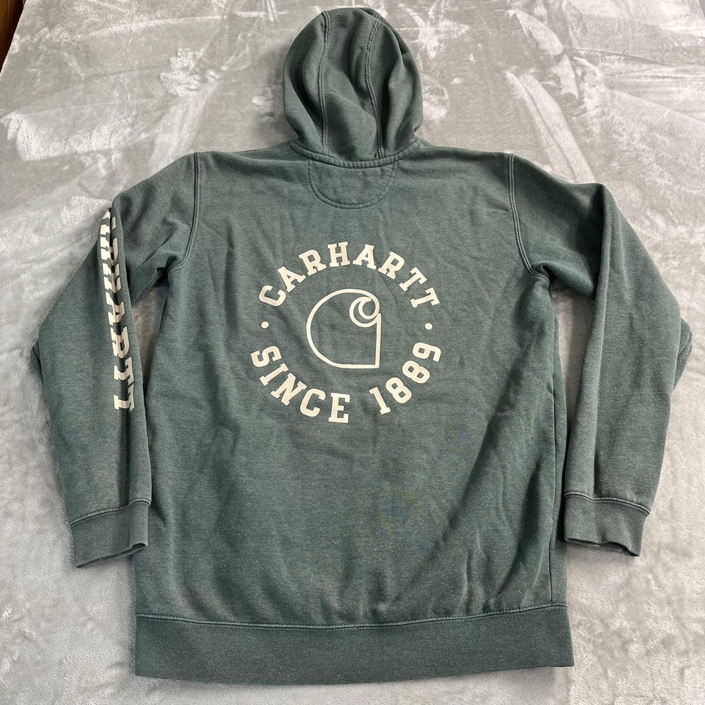 Carhartt Hoodie Mens Medium Green Rain Defender Loose Fit Fleece Sweatshirt